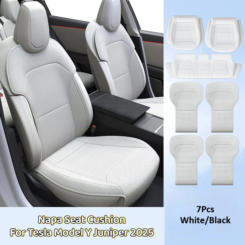 

For Tesla Model Y Juniper 2025 Seat Cushion Napa Leather Anti Fouling Breathable Seat High Resilience Pad Four Seasons Universal