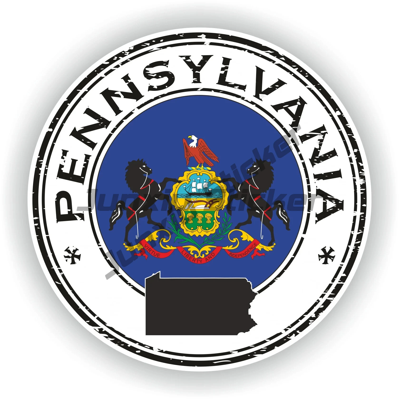

Pennsylvania Star of Life Flag Sticker Pennsylvania America Maltese Cross Seal Oval Shaped Country Code Gay Rainbow Map Exterior