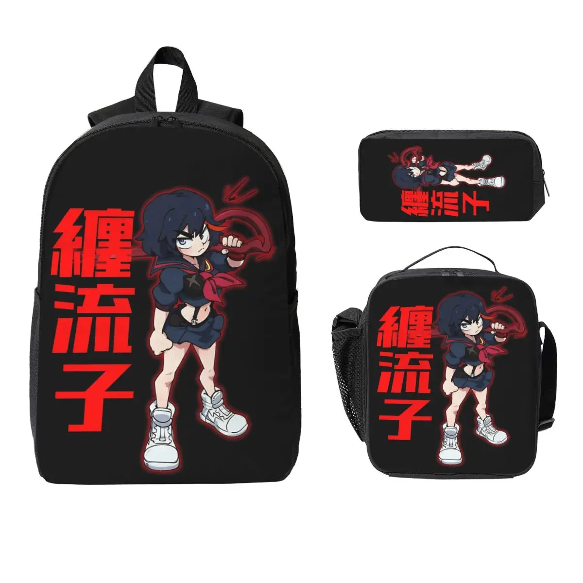 3Pcs Who Kill Me Dad Kill La Kill School bags Set for Children Pencil Boxes Backpack Sets with Lunch Box For Students Knapsack