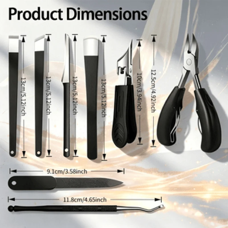 Professional 8pcs Ingrown Pedicure Set, Thickened Heavy Stainless Steel Clippers& Scraper, Long-lasting Sharp Blades, Thick Nail