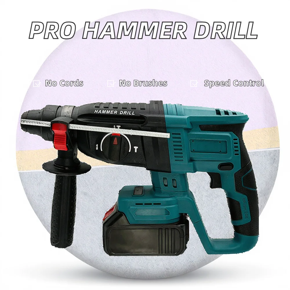 Factory Wholesale Multifunctional Electric Hammer Drill Wireless Tool 21V Brushless Motor Construction Grade view 3