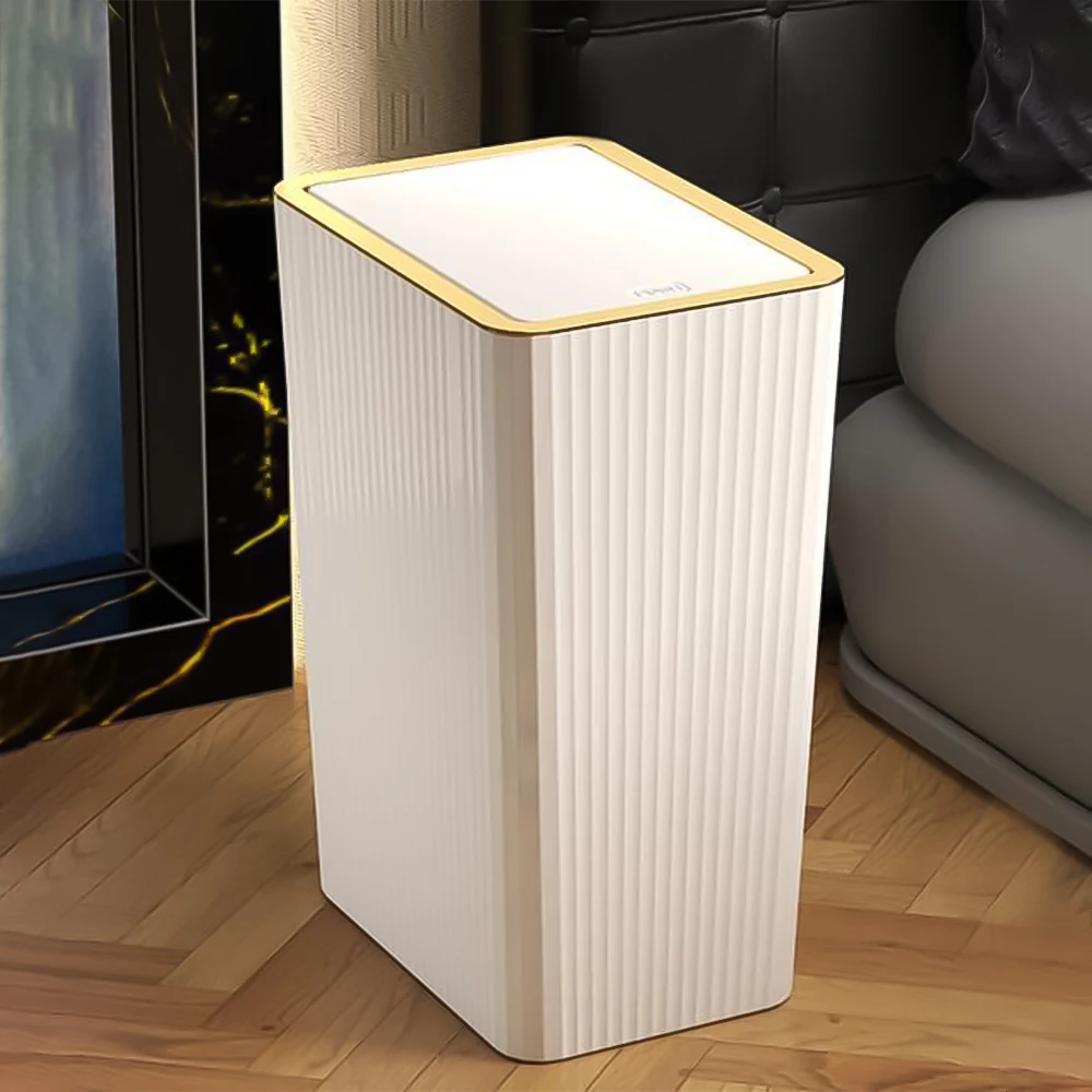 12/15L Nordic Gold Press Trash Can Household with Lid Kitchen Light Luxury Press-type Bathroom Living Room Garbage Waste Bins