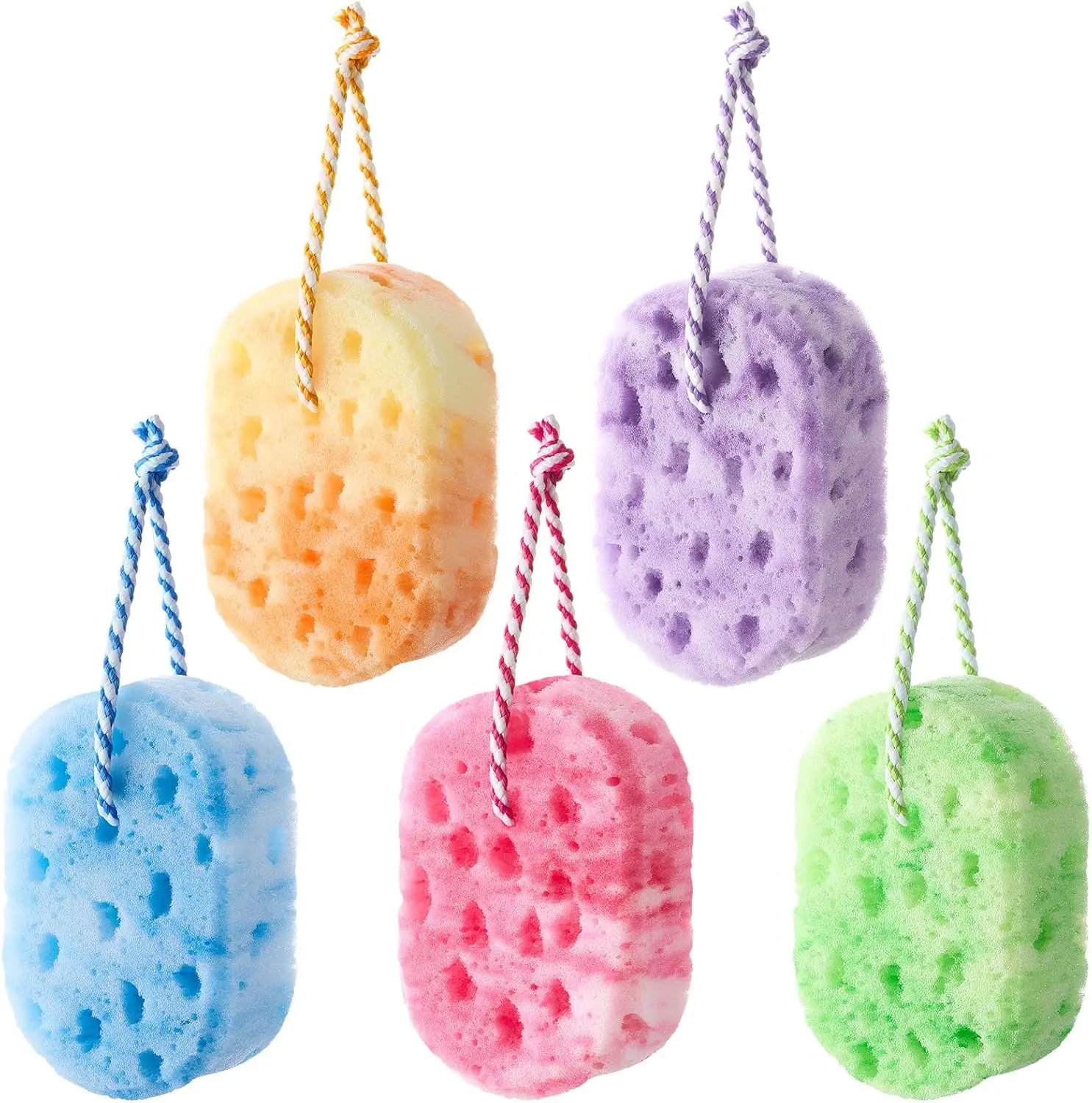 

5Pcs Soft Bath Sponge Gentle Exfoliating Shower Sponge Set for Women Men, Random Bright Colors