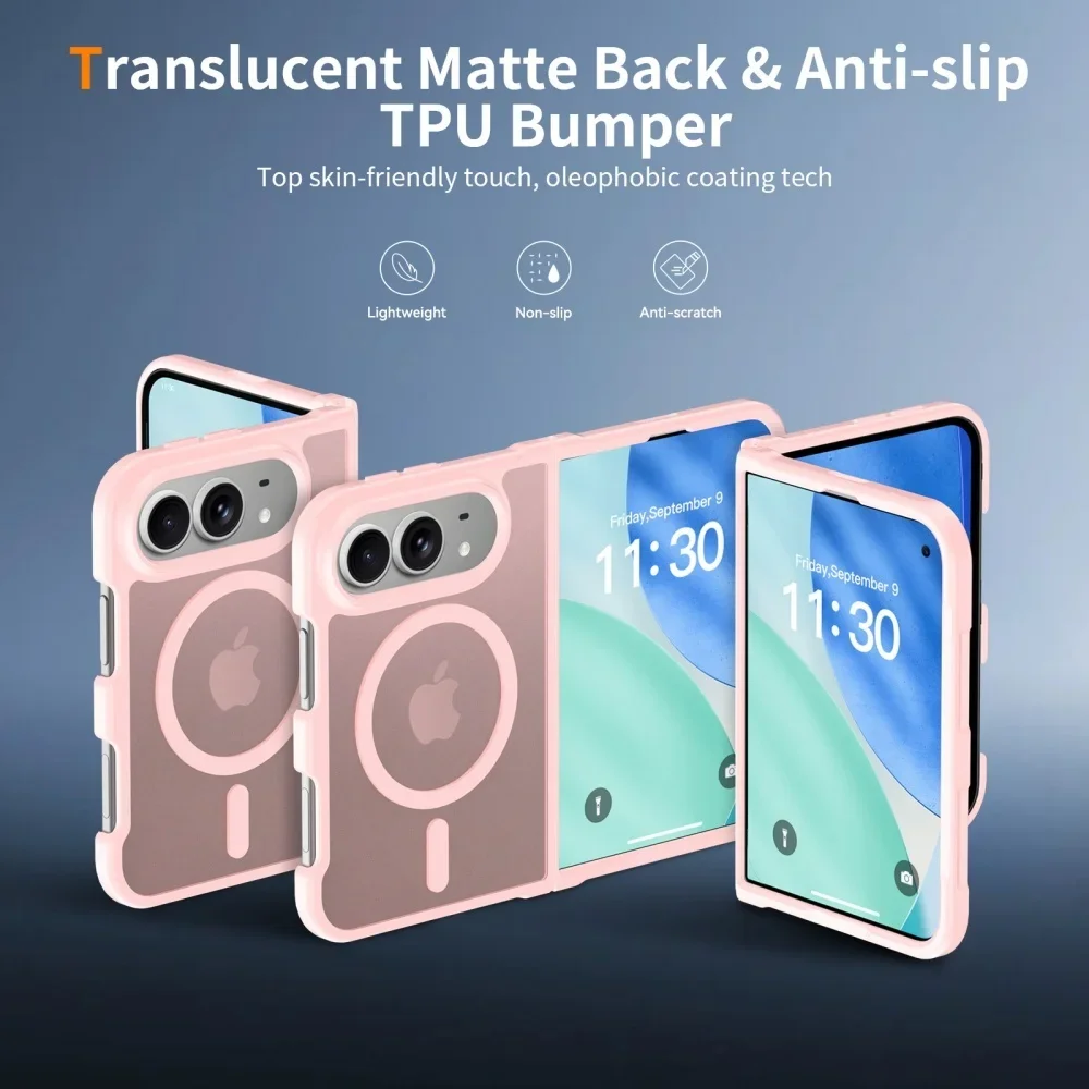Slim Matte Translucent For Magsafe Case For iPhone Duo duo DUO Fold Wireless Charging Shockproof Back Front PC Hard Cover