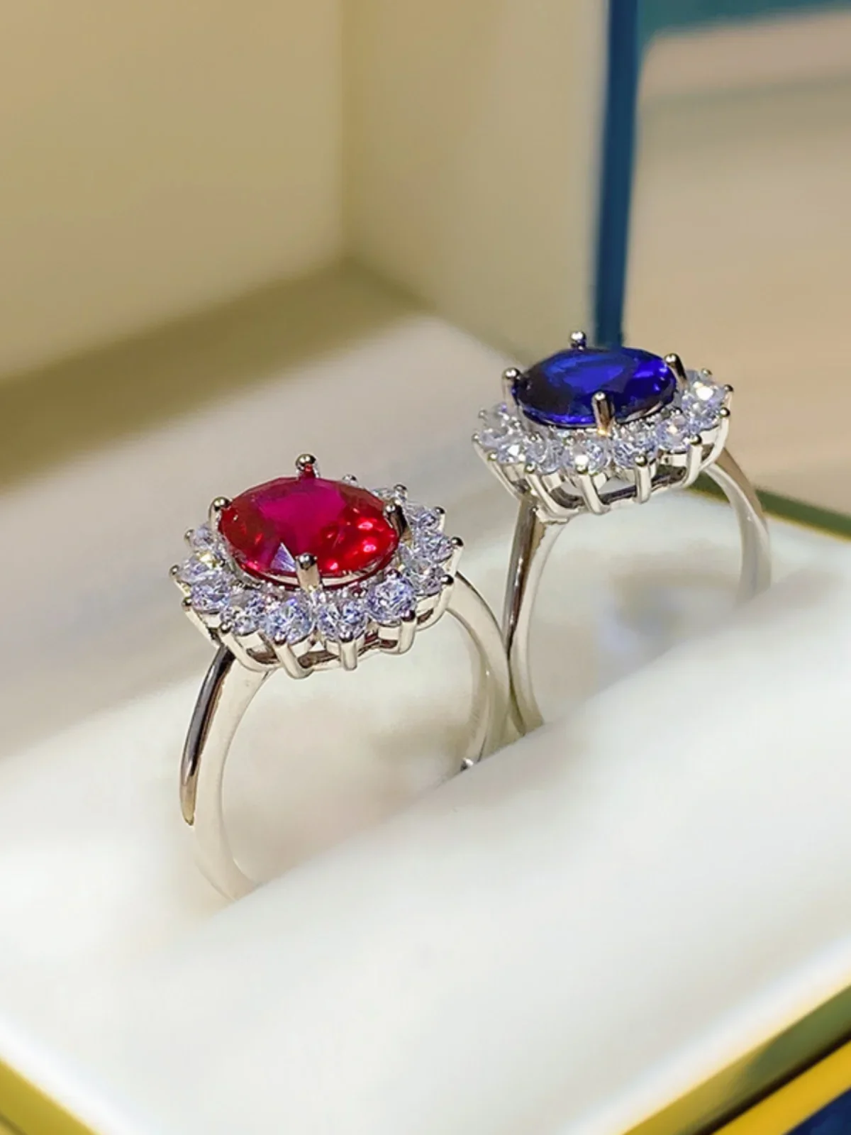 Fashion Daifei Style Red Treasure Ring 925 Sterling Silver Colored Treasure Pigeon Egg Red Corundum Wedding Jewelry Wholesale