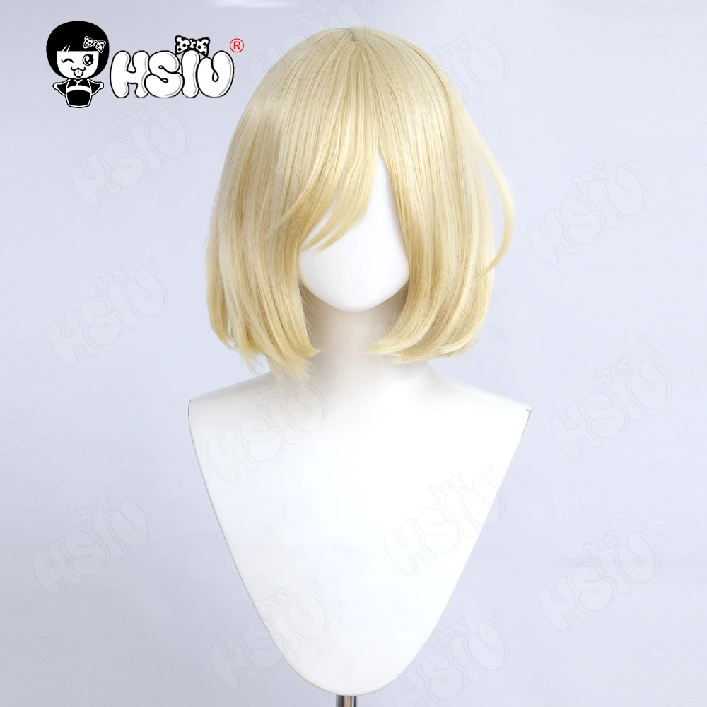 Yuri Plisetsky peruka do cosplay peruka syntetyczna z włókien 「HSIU 」beżowa peruka krótka + czapka z peruką Anime YURI!!! na peruce cosplay ICE Yurio