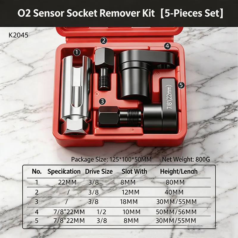 3/5/7/10-teiliges Universal-Sauerstoffsensor-Steckschlüssel-Set O2 Lambda-Sensor Demontagewerkzeug-Kit Kfz-Sensor-Entferner und -Installationswerkzeug-Set – Detail 4