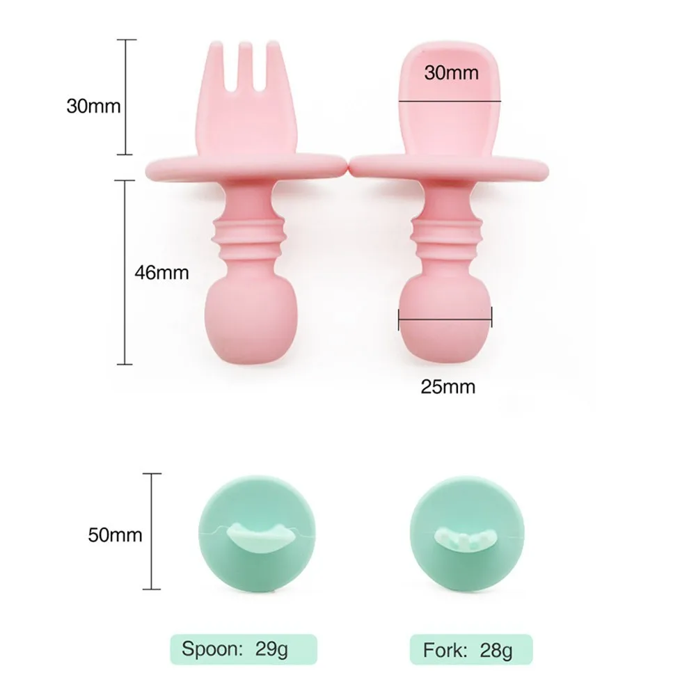 Bap Gratis Food Grade Baby Mini Siliconen Servies Set Baby Soft Keuken Toetreding Vork Lepel Kids Draagbare Soild Kleur Teaspoo