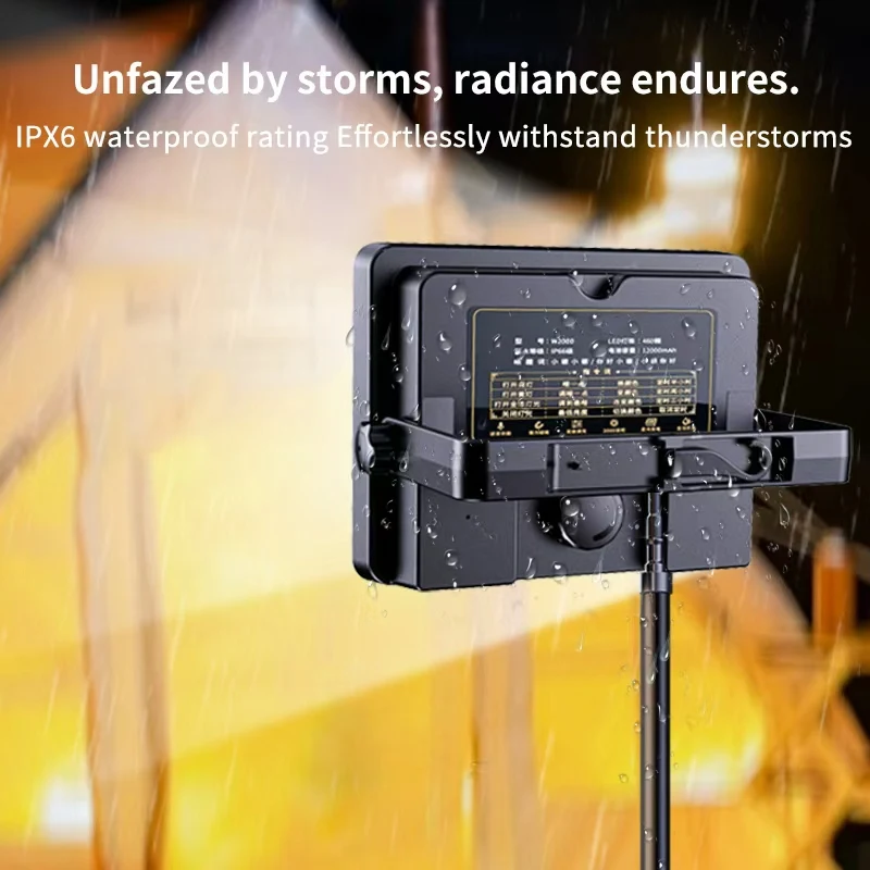 W1200 مصباح خارجي أسود يمكن التحكم فيه بالصوت ضوء التخييم حجم كبير إضاءة التعرض المحمولة لرحلات التخييم #5