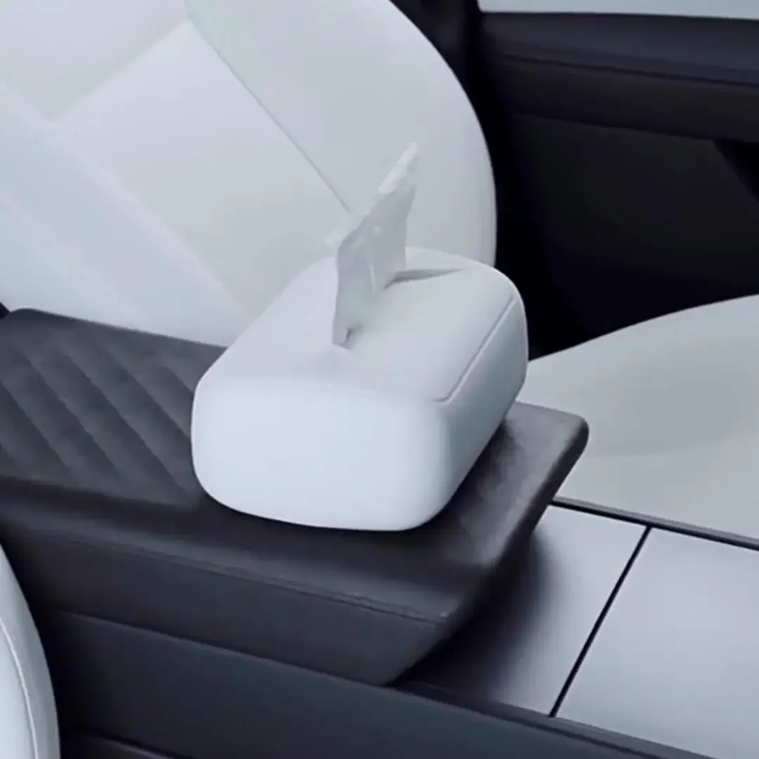 Auto Interior Accessories For Tesla Model Y Model 3 Hanging Silicone Tissue Holder Box Car Tissue Box Seat Back with Fix Strap