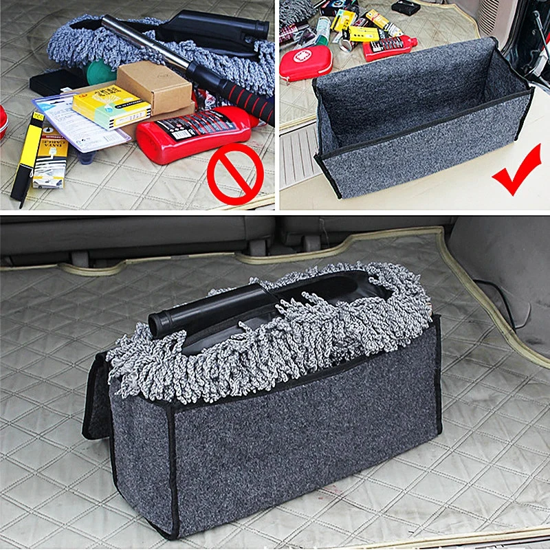 Car Storage Bag Trunk Organizer Box Felt Cloth Storage Box Auto Cargo Container Bags Multi-Pocket Tidying Bags Car Accessories