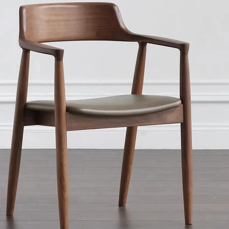 Cafe Wood Accent Armchair Dining Table Seating Kitchen Meeting Negotiation Sillas Comedor Furniture image 4