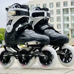 3 110mm Big Wheels Compatible with 4X80mm Small Slalom Slide Sneaker Inline Skates Shoes for Adults EU 35 to 44 White Black