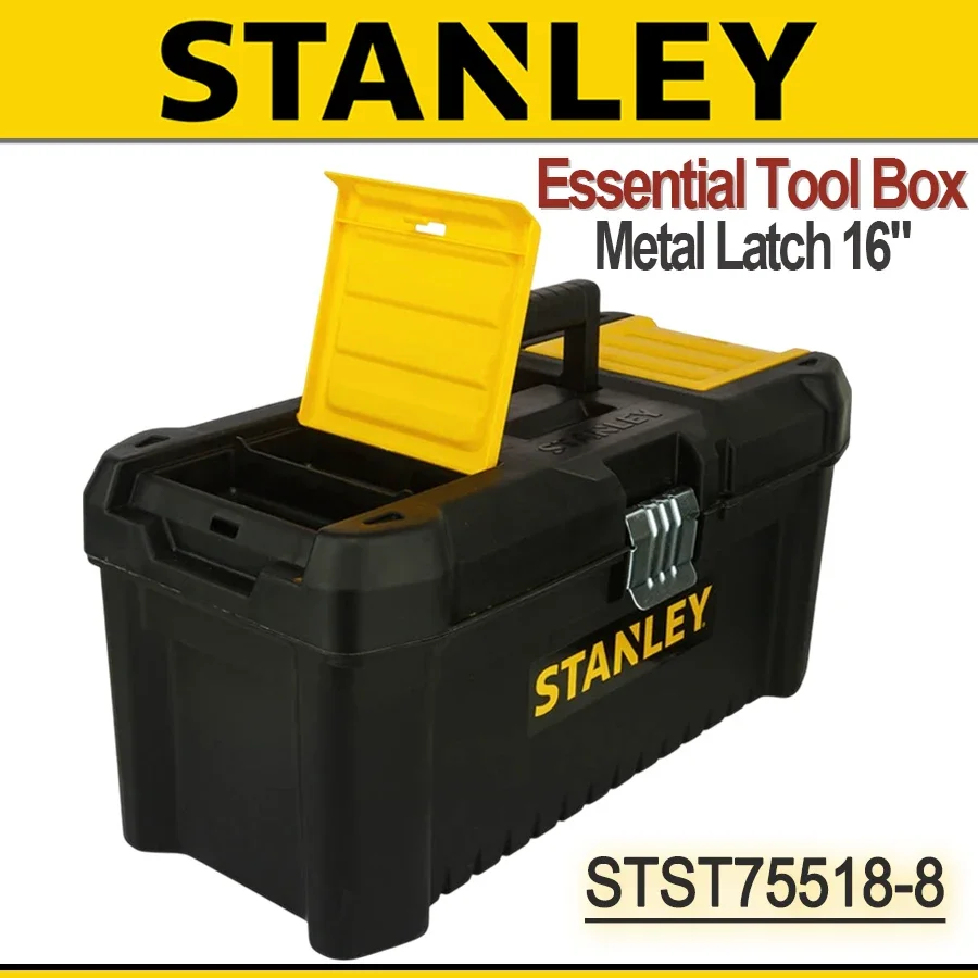 

STANLEY STST1-75518-16" Essential Tool Box Metal Latch with Removable Tray with Stainless Steel Lock Secured 40.6x20.5x19.5cm