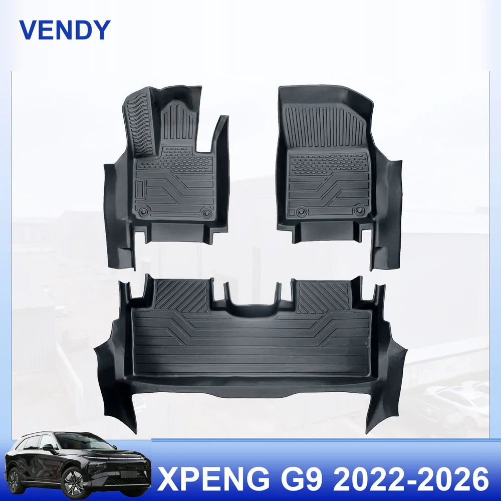 TPE Car Floor Mats Custom Fit for XPeng G9 2022-2026 Left Hand Drive Full Set All Weather Waterproof Easy to Clean