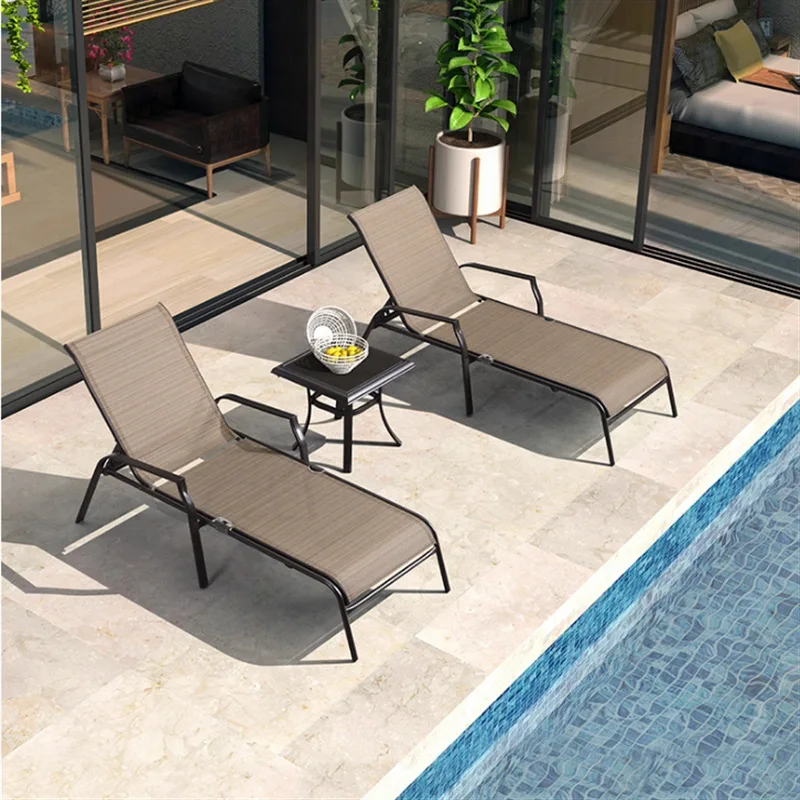 

Outdoor leisure lounge chair Beach chair Bed pool lunch break Balcony Courtyard folding chair Outdoor waterproof and sun
