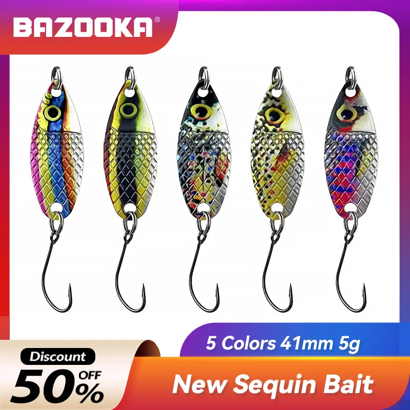 

5 PCS/Set Metal Jig Bazooka Simulated fish Scales Spoon Spinner Wobbler Bait Set with Tackle Box Kit Fishing Lure Pike Bass