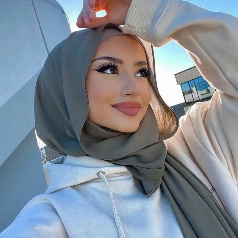 Hồi Giáo Voan Hijab Khăn Choàng Nữ Dài Rắn Đầu Bọc Cho Nữ Hijabs Khăn Choàng Cổ Nữ Hồi Giáo Gân Áo Hijabs 175*70Cm