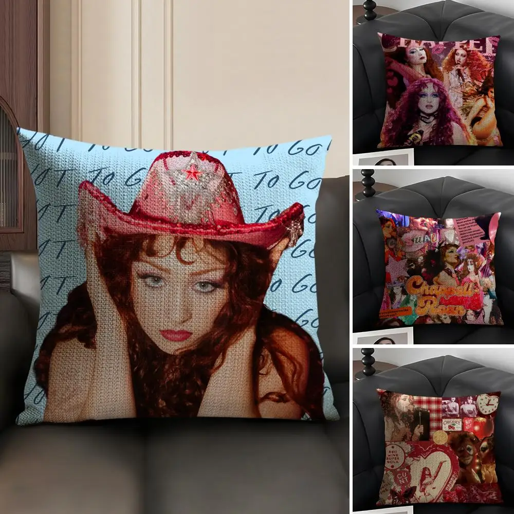 C-Chappell R-Roan Singer Cushion Cover Natural Linen Organic Fabric Double-Sided Printing Breathable Gift For Decor