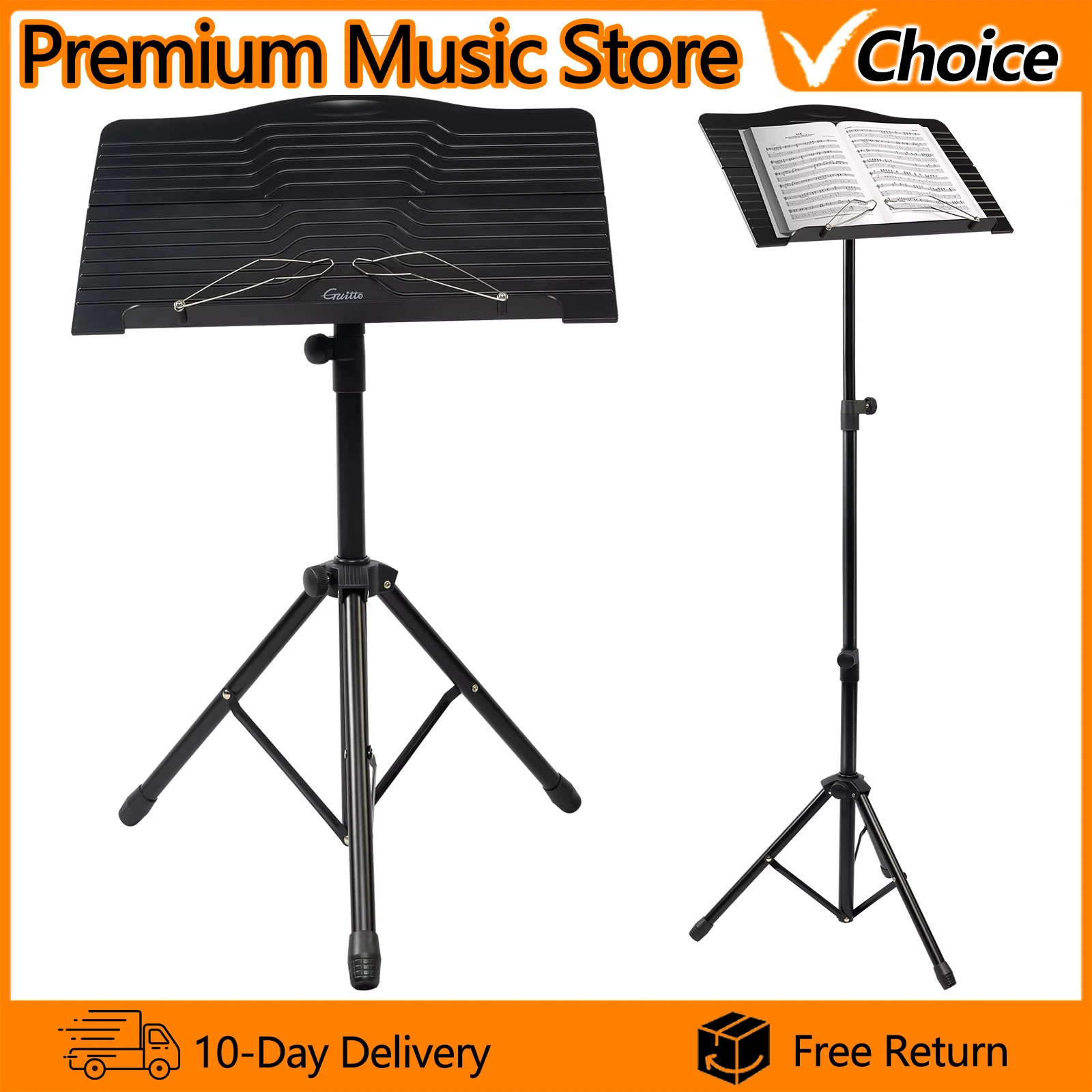 

GUITTO GSS-04 Music Sheet Stand with Carrying Bag Sturdy Aluminum Alloy Folding Tripod Music Stands Holder Height Adjustable