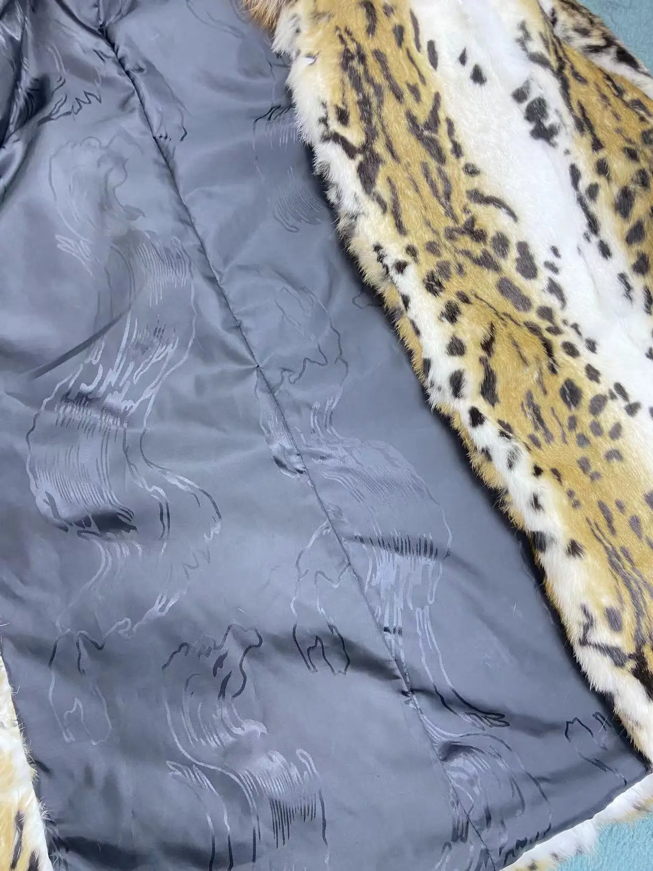 FURYOUME Women's Real Fur Coat Long Winter Rabbit Fur Jackets Plus Size Big Fox Fur Collar Fuzzy Furry Overcoat Full Pelt