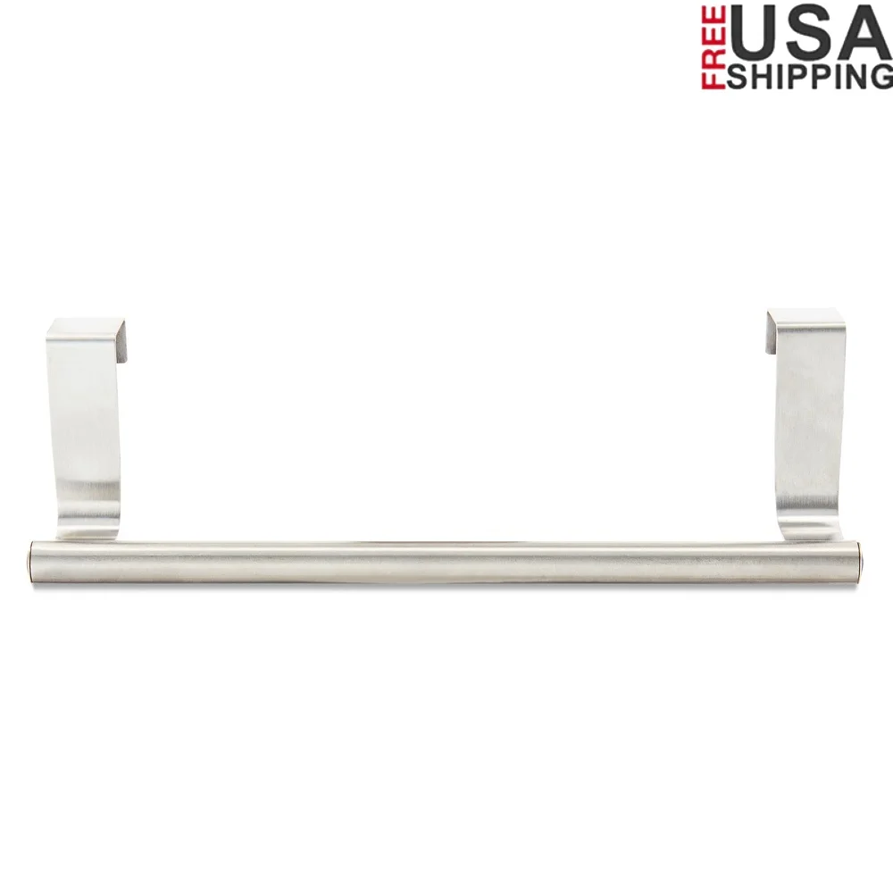 

Over-the-Cabinet Towel Holder Brushed Stainless Steel Durable Towel Rack No Installation Needed Modern Design Convenient