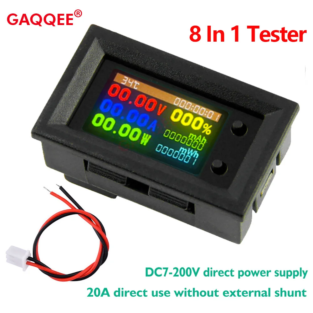 DC6-30V 20A Digital Voltmeter Ammeter 8in1 Multifunction Tester IPS Voltage Current Power Energy Battery Electricity Test Meter