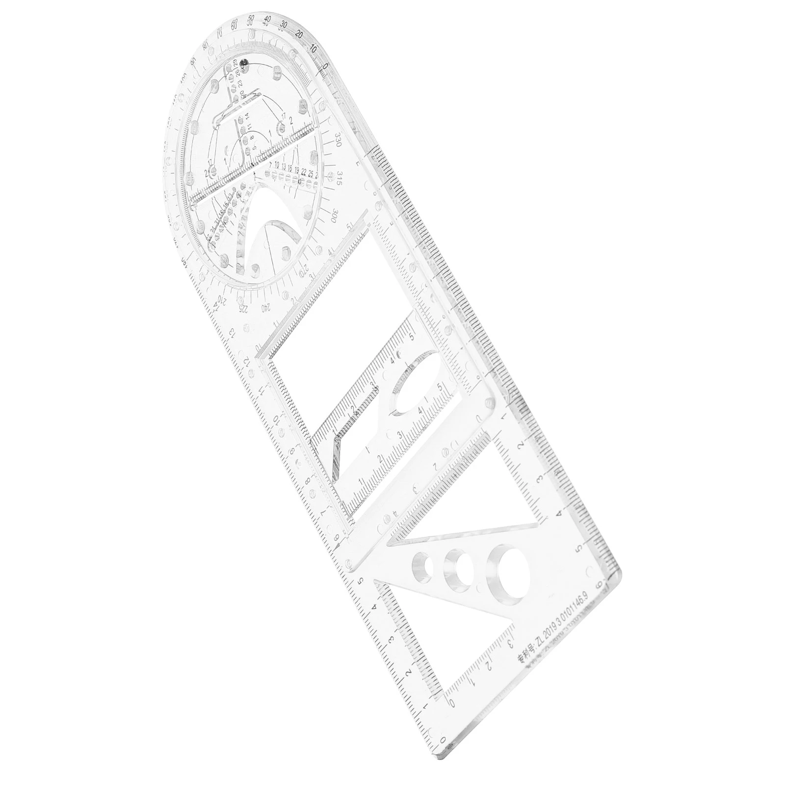 

Multifunctional Geometric Ruler Set Blue White Drawing Templates for Students Teachers Art Design Construction Lightweight