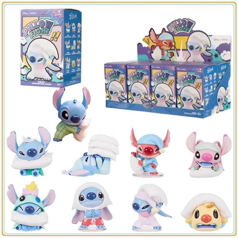 

In Stock Original MINISO Disney Stitch Pillow Wars Series Blind Box Anime Character Model Collection Desktop Decoration Toy Gift