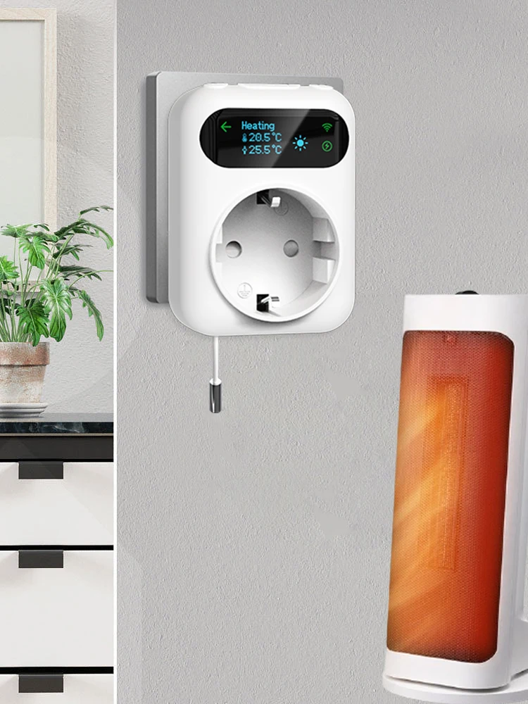 Tuya WIFI cyfrowy termostat gniazdo 16A wtyczka gniazdka zdalny regulator temperatury wyłącznik czasowy chłodzenie ogrzewanie 3M czujnik NTC — 2