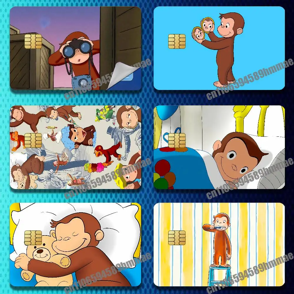 

For Monkey C-Curious George Sticker Skin Credit Bank Campus Film Card Cover Self-adhesive Decoration