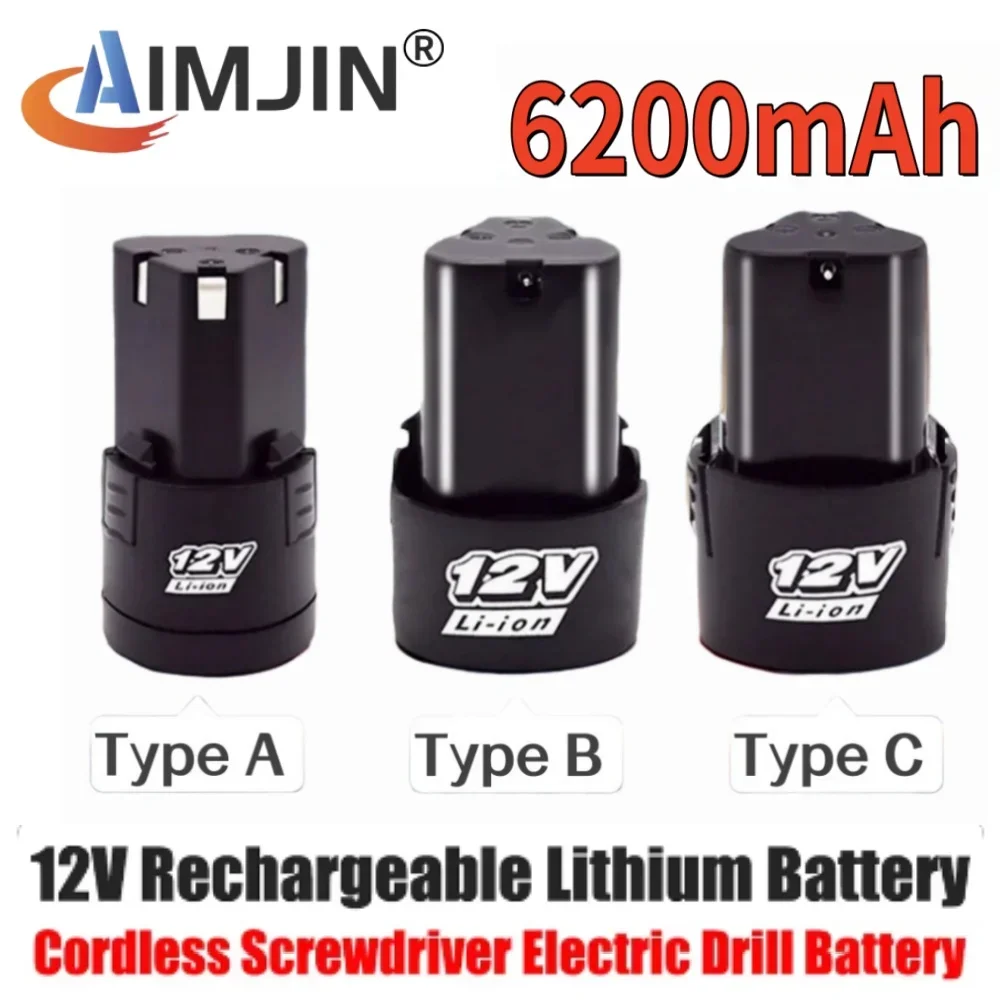 

12V 6200mAh Lithium Battery 18650 Li-ion Battery Power Tools accessories For Cordless Screwdriver Electric Drill Battery