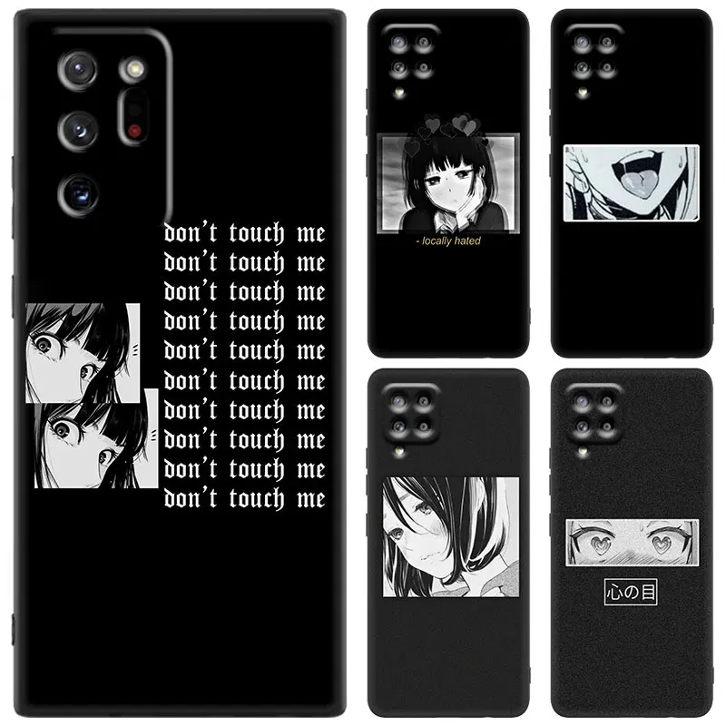 LEWD Sad Japanese Anime Black Case For Samsung Galaxy M14 M13 M12 M54 M53 M52 M33 M04 M23 Note 10 Plus 20 Ultra A6 A7 2018 A5