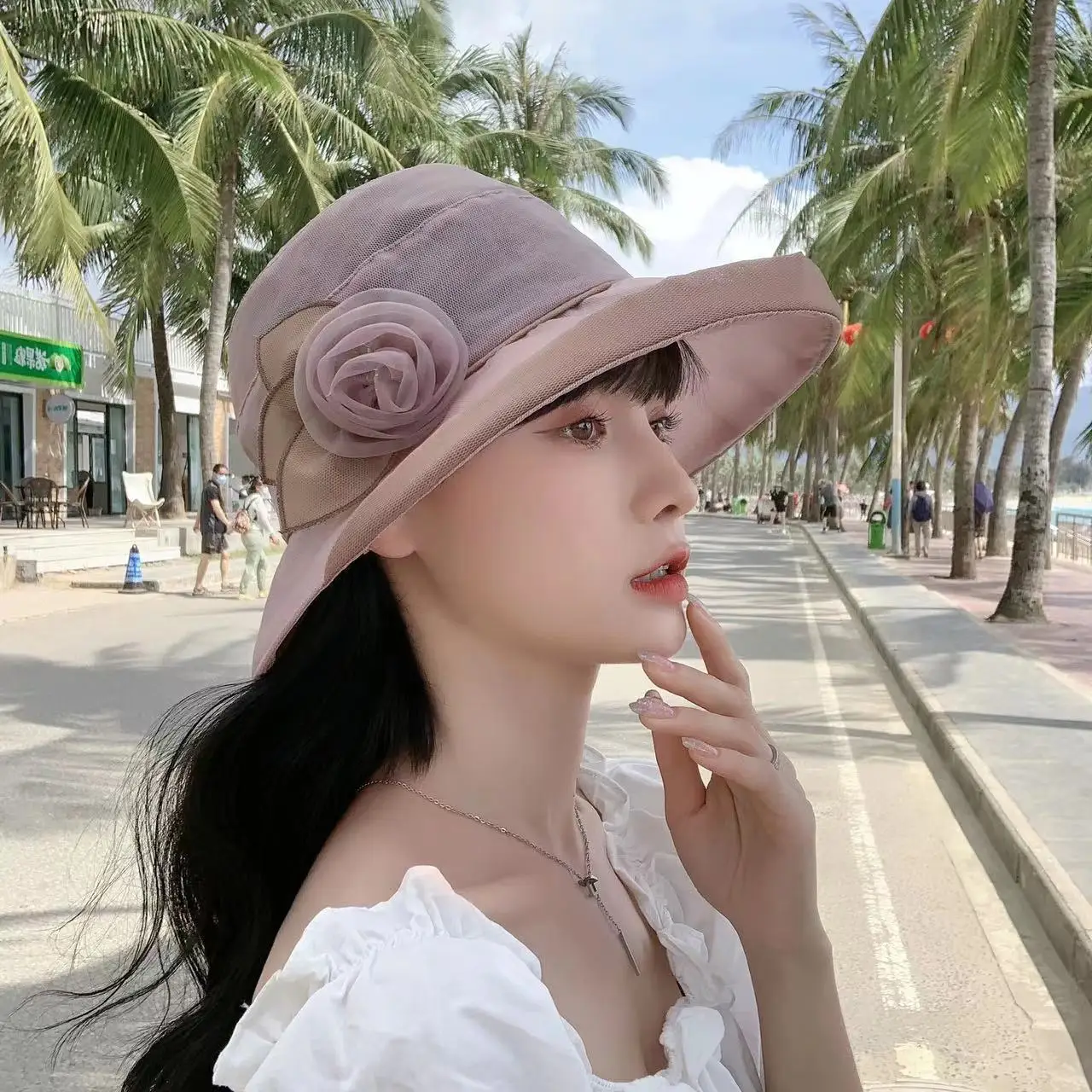 

2023 High-end Mulberry Silk Hat Curling Sun Hat Fashion All-match Fisherman Hat Age-reducing Breathable Basin Hat