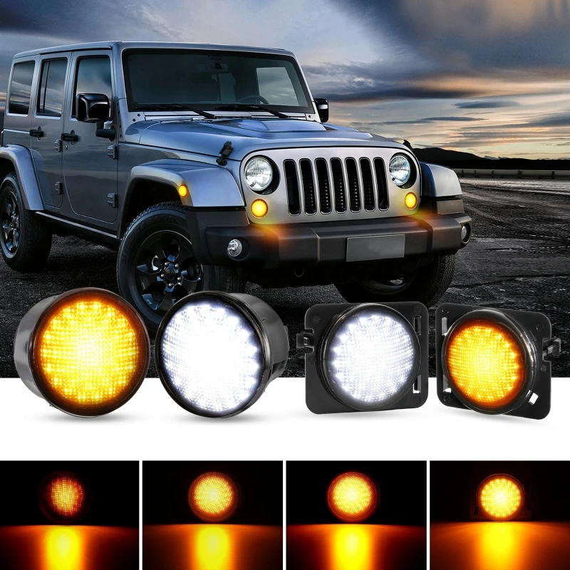 

Smoke Lens LED Turn Signal + Fender Flares Side Light for Jeep Wrangler JK 2007-2017