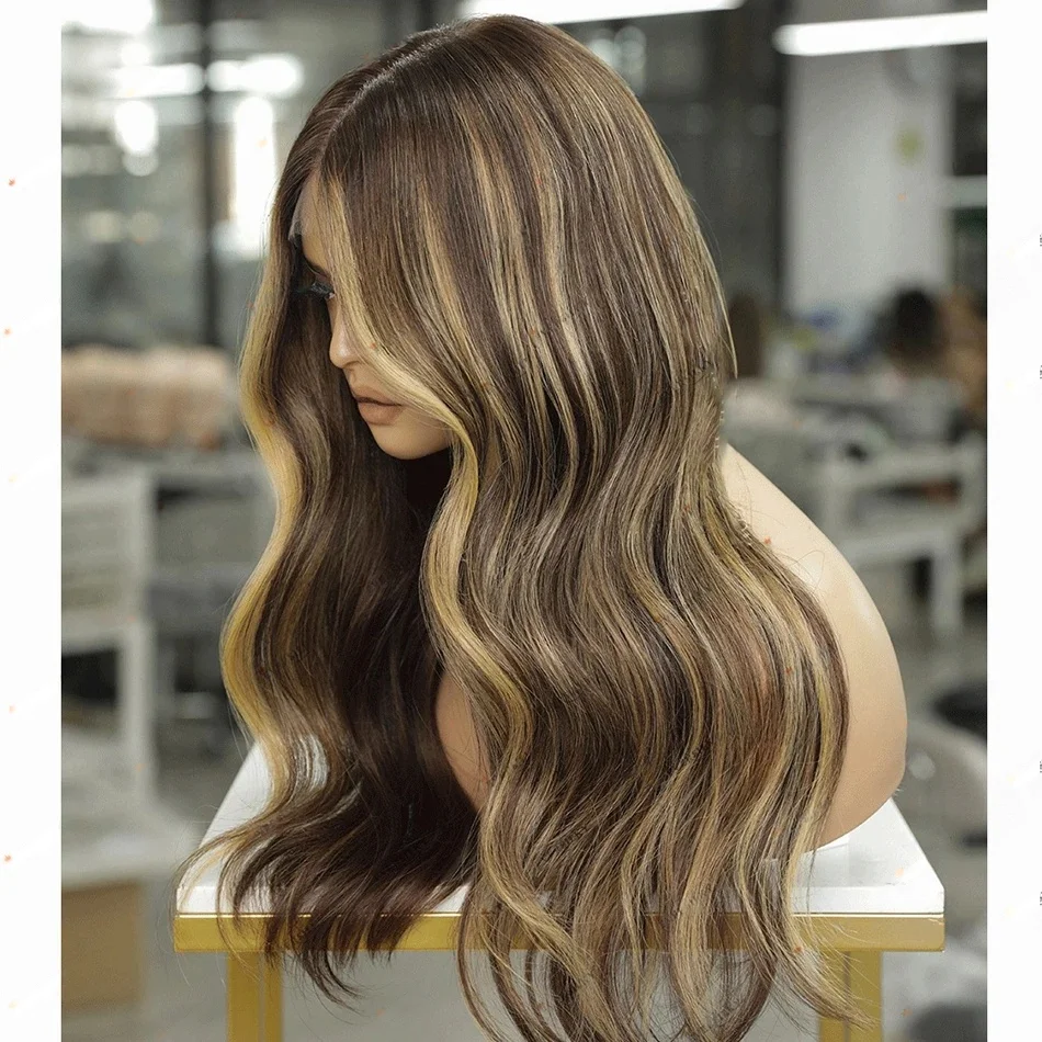 

Highlight Brown Glueless Soft Long body wave 5x5 Silk Base Jewish Human Hair With BabyHair HD Lace European Hair Preplucked