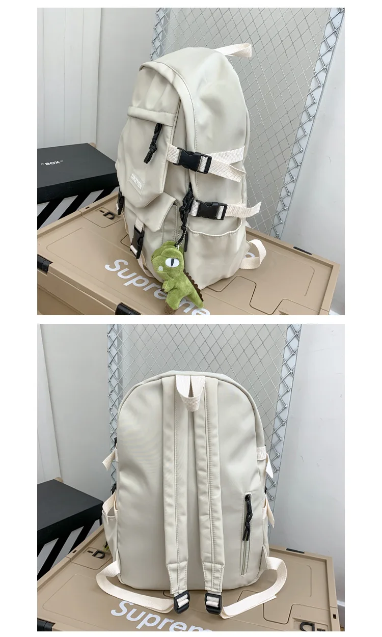 Multifunctional Teenager School Backpack Fashion Cool Nylon Pure Color Backpack Bag Boy Girls Casual Large Capacity Laptop Bag