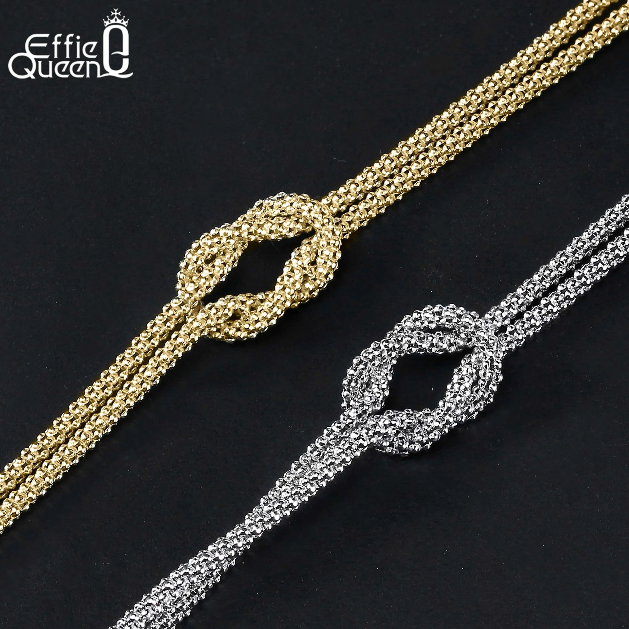 

EFFIE QUEEN, стерлинговое серебро 925 пробы, золото 14 карат, 1,6 мм, кукурузная цепочка, браслет, многослойная ручная цепочка, банкетные украшения для мужчин, женщин, подарок SB196