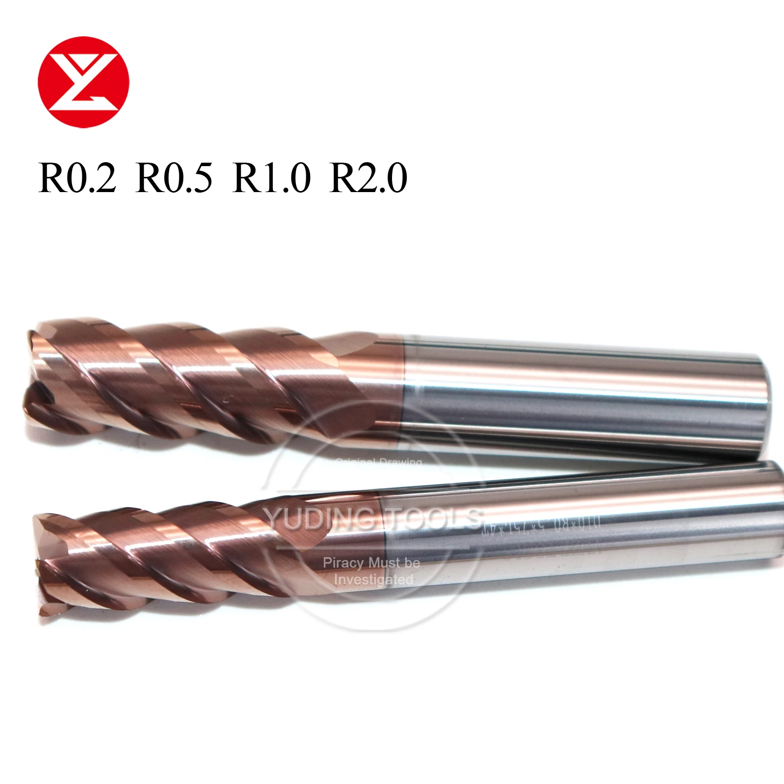 CNC HRC63 4F Bull Nose Solid Carbide Endmill With Radio Corner For Steel Alloy Steel Stainless Steel Hardened steel Cast Iron