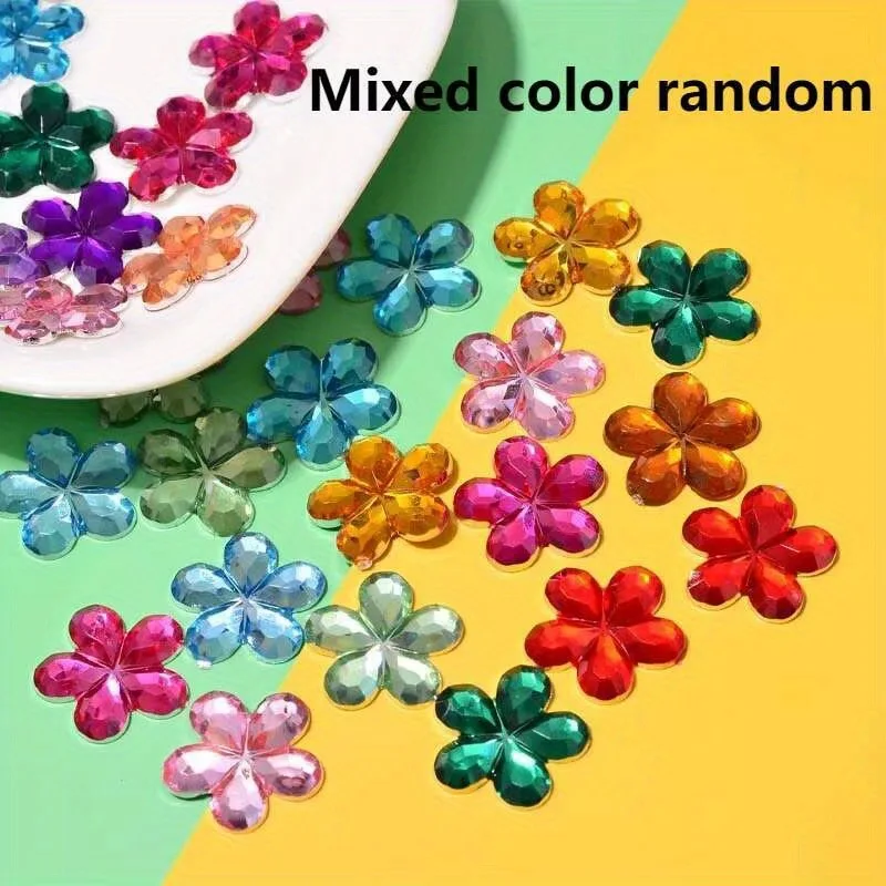 

21mm multicolored Acrylic Diamond Five Petal Plum Blossom Shoes Bags Sewing Accessories DIY Crafts