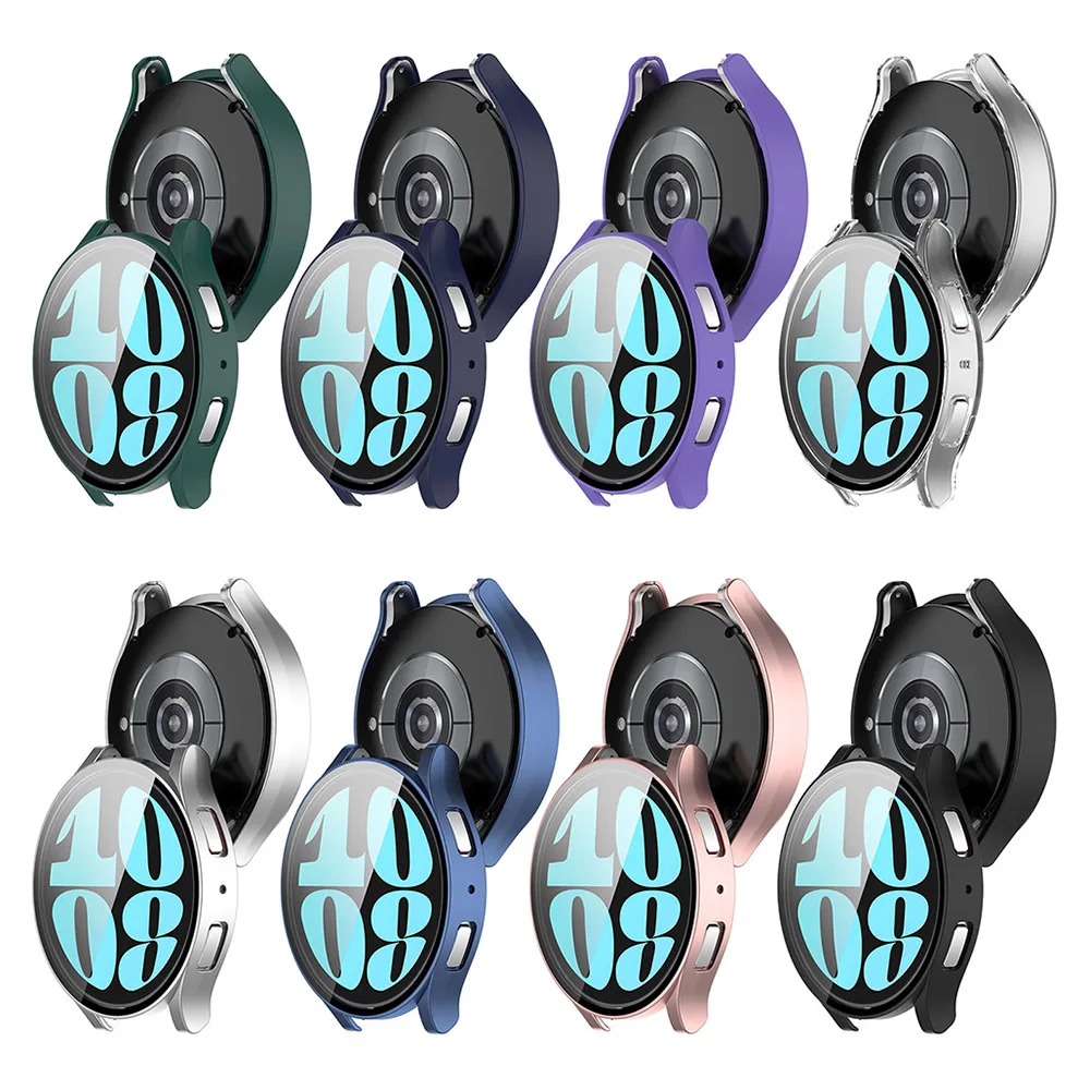 قذيفة واقية لساعة سامسونج جالاكسي 6 ، واقي شاشة كامل ، قطعة + زجاج ، 40 مللي متر ، 44 مللي متر