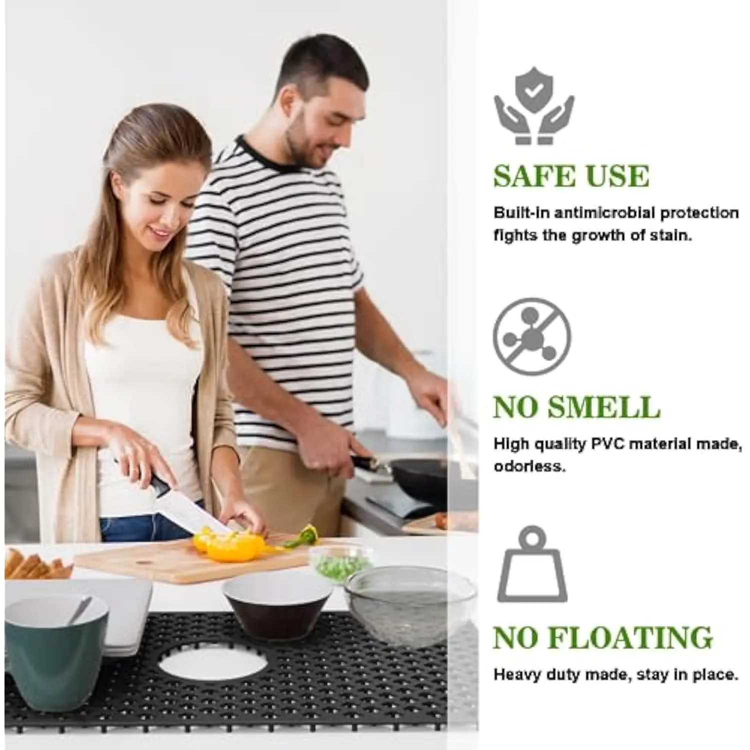 Коврики для кухонной мойки TOOVEM Силиконовый коврик для раковины с нескользящей, стабильной защитой для раковины в фермерском доме для кухонной раковины из нержавеющей стали Po