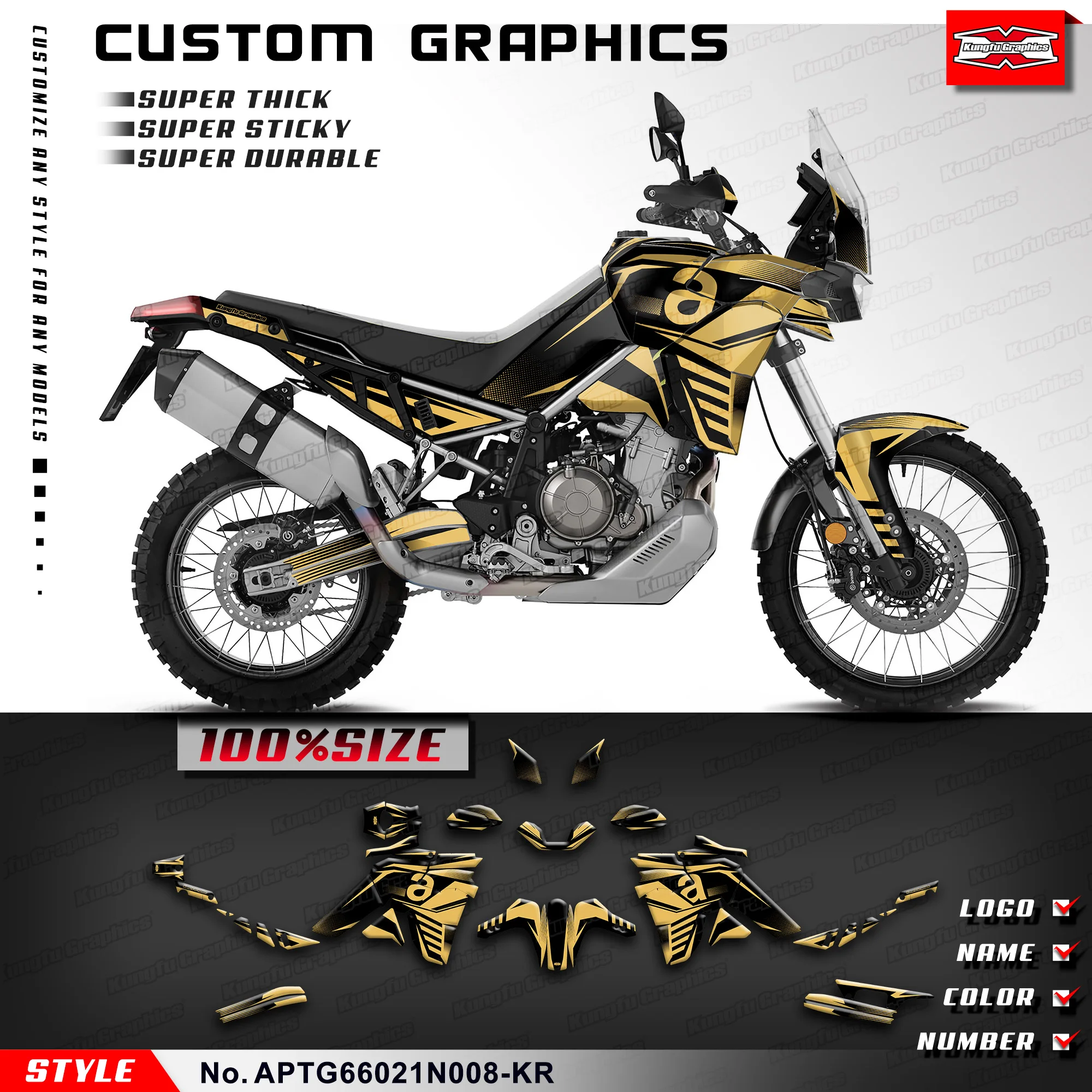 KUNGFU GRAPHICS Rebuild Stickers Set Motorcycle Parts for Aprilia Tuareg 660 2021 2022 2023, APTG66021N008-KR