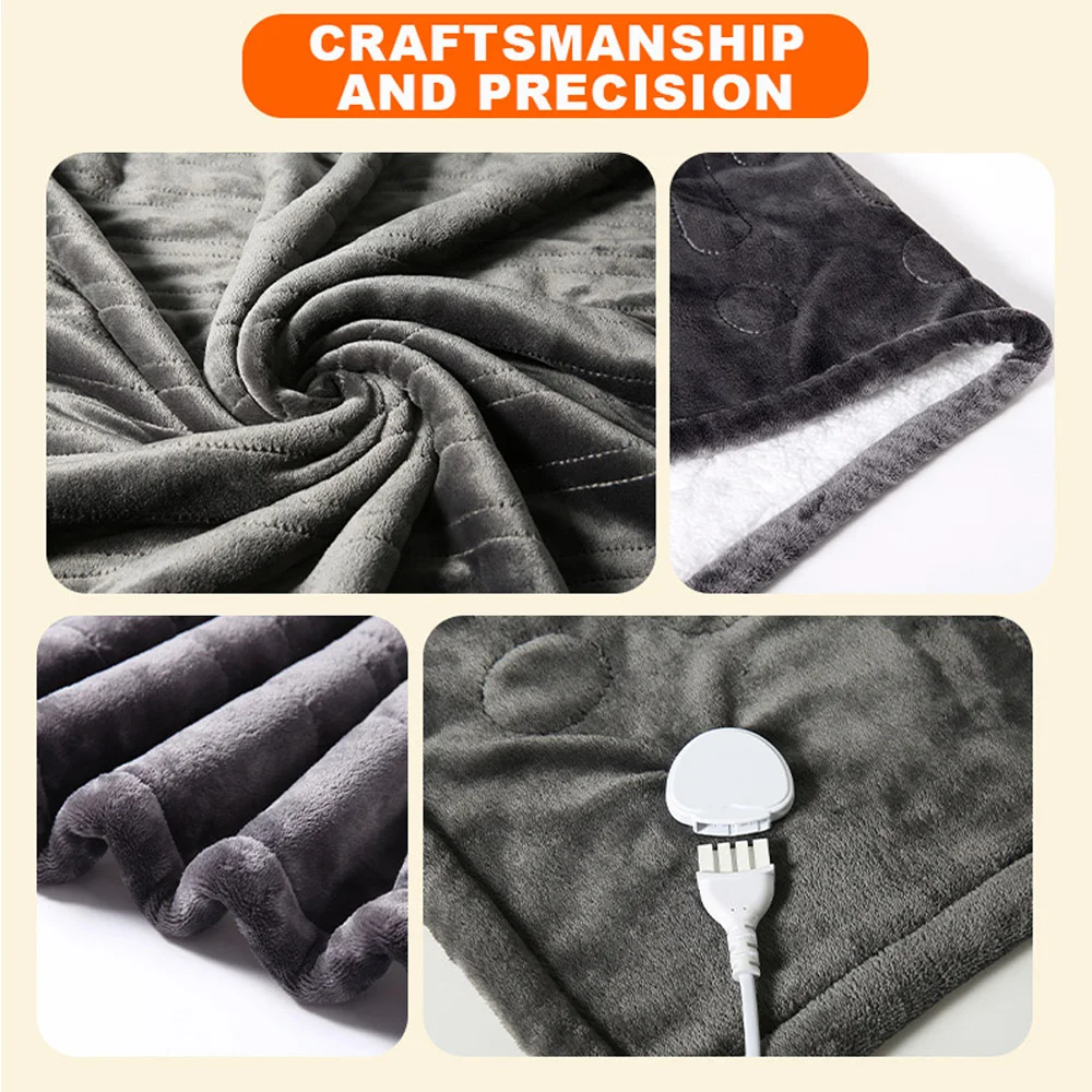 130X160cm Electric Heating Blanket Timer Auto Off 9-speed Fast Heating Double Sided Flannel Dark Gray Adjustable Softness