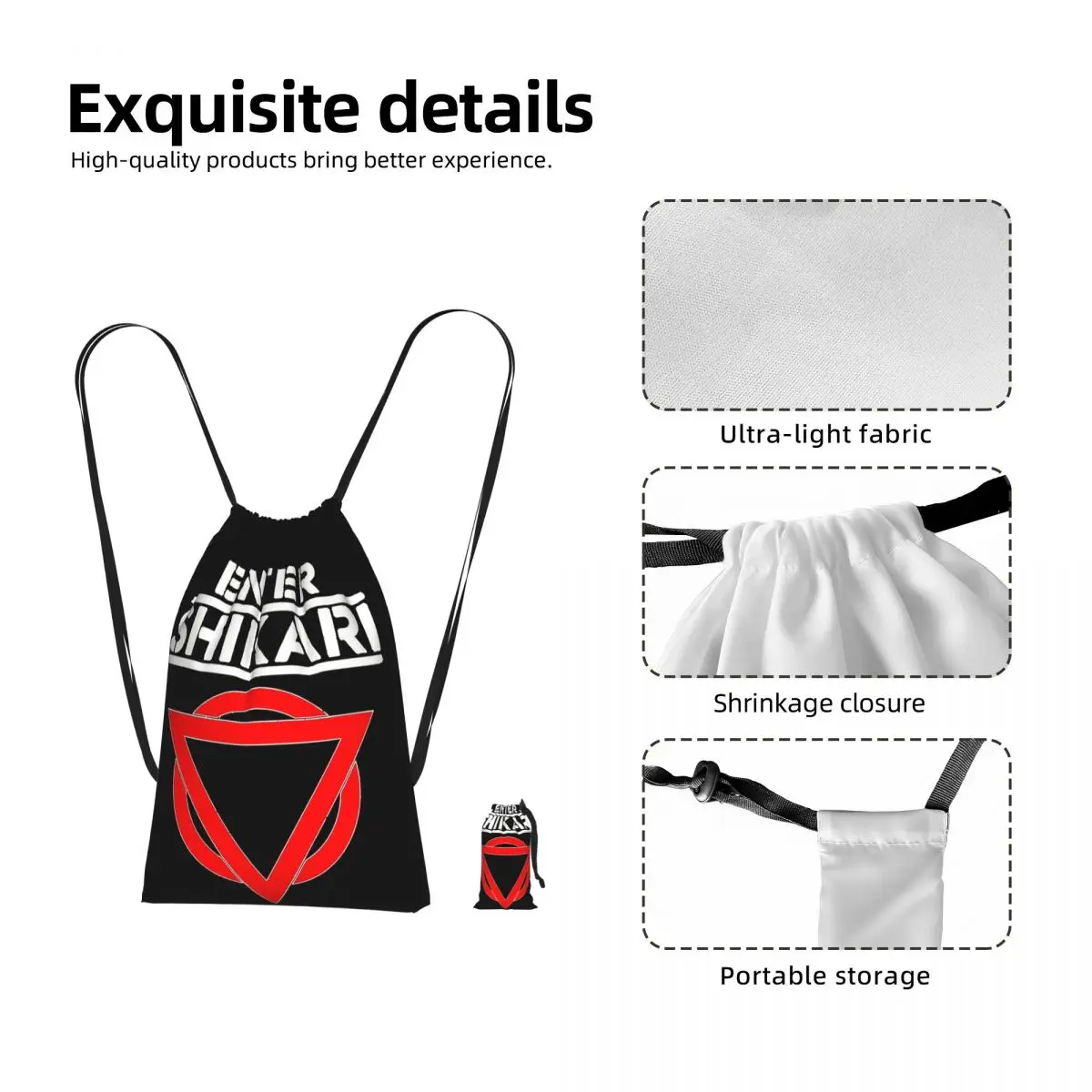 Enter Shikari Rock Band Graphic Drawstring Backpack hiking cycling Bag Portable Travel Drawstring Bag for Men Women