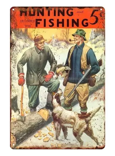 Hunting and Fishing 1938 Grouse hunting metal tin sign wall restaurant pub sale