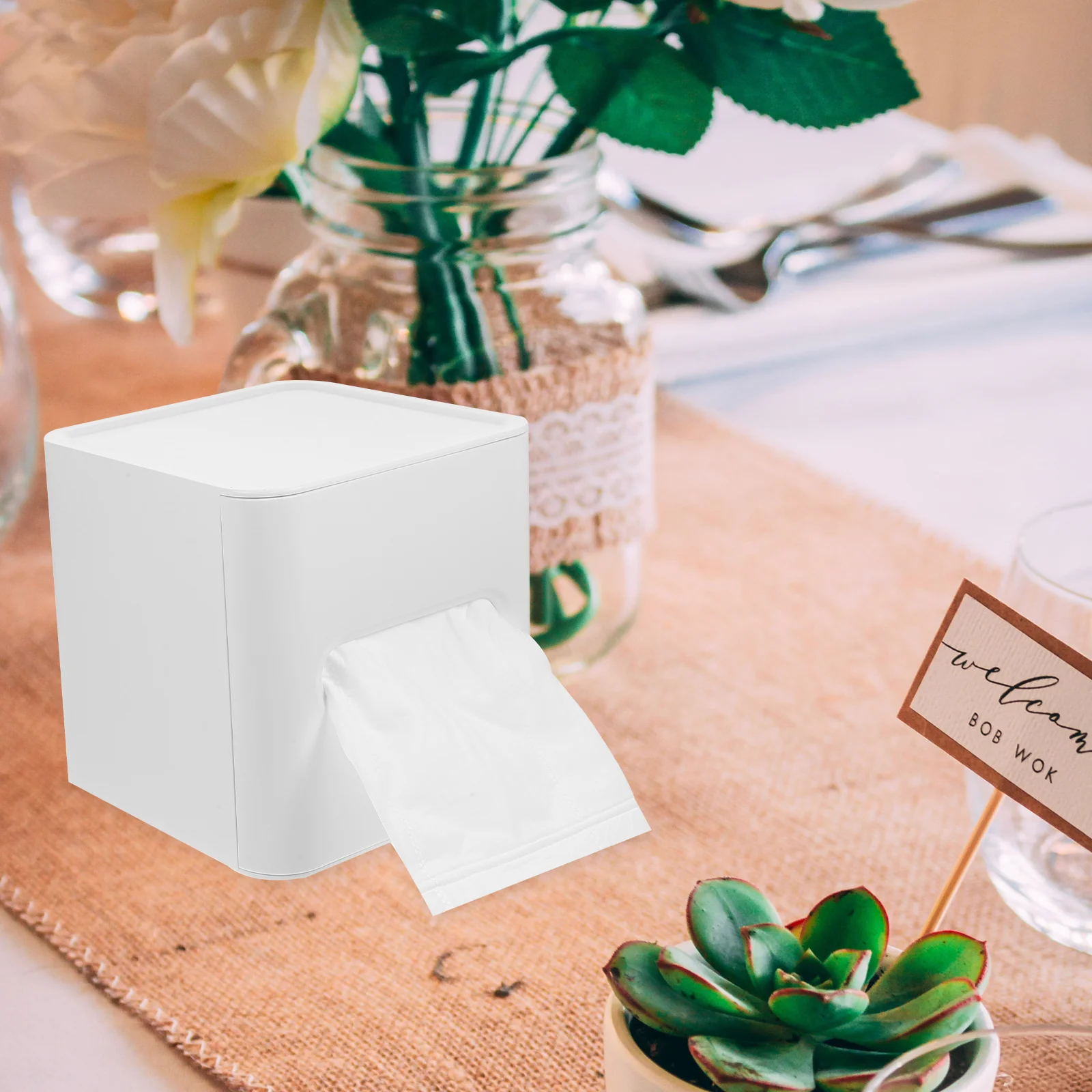 

Tissue Storage Box Paper Napkin Holder Design Roll Paper Box Plastic Cube Shape Home Dorm Desk Organizer