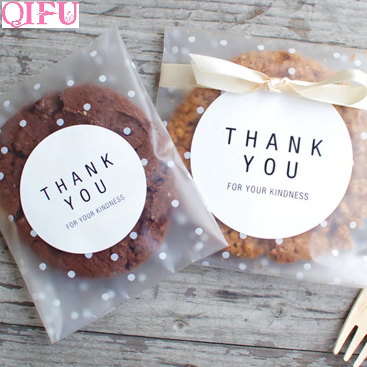 

QIFU Transparent Plastic Candy Cookie Gift Bag - Frosted OPP Birthday Party Packaging Pouch