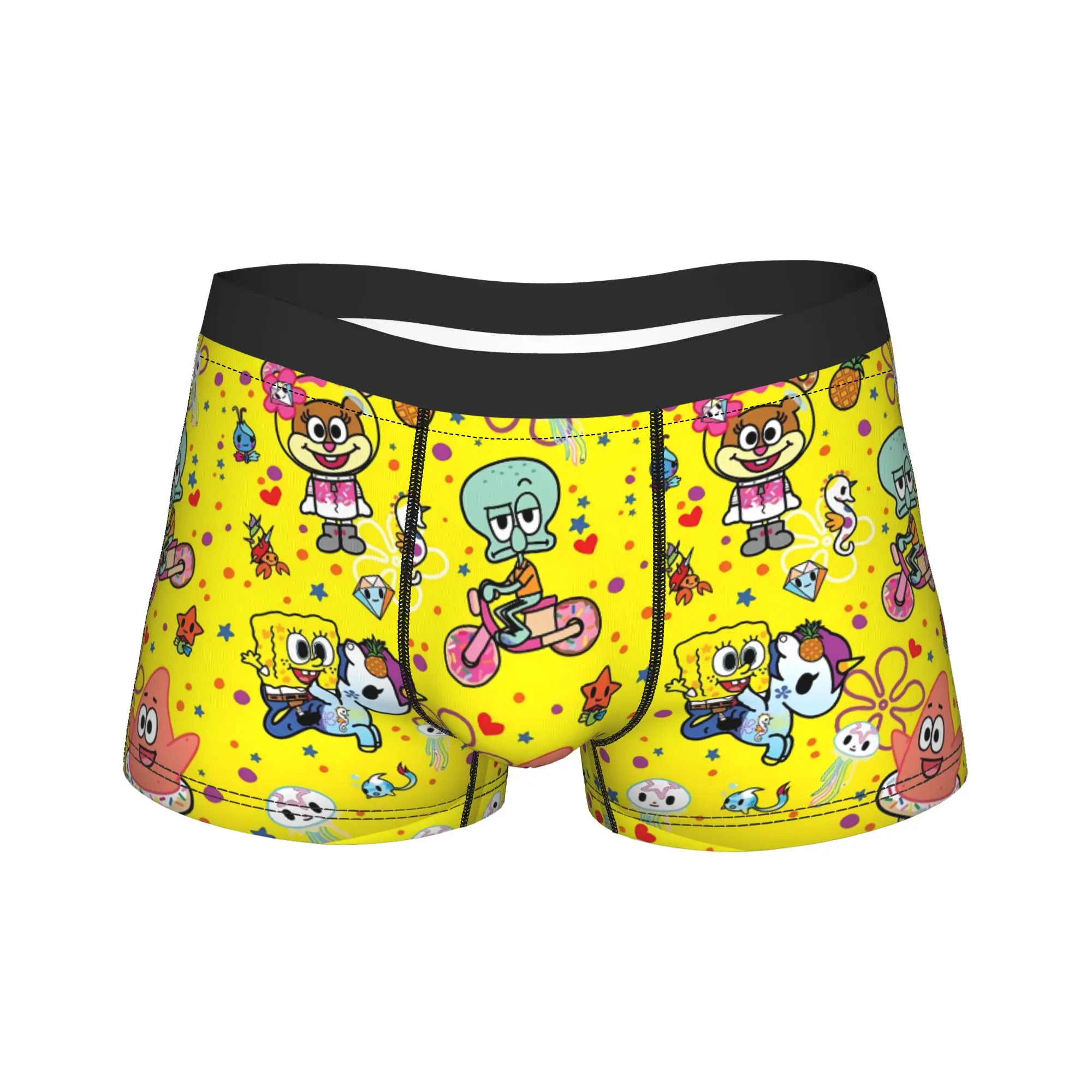 SpongeBobs Yellow Base Mini Character Tile Underwear  Male Panties Comfortable Boxer Shorts Hot Sale Boxer Brief Plus Size 2XL