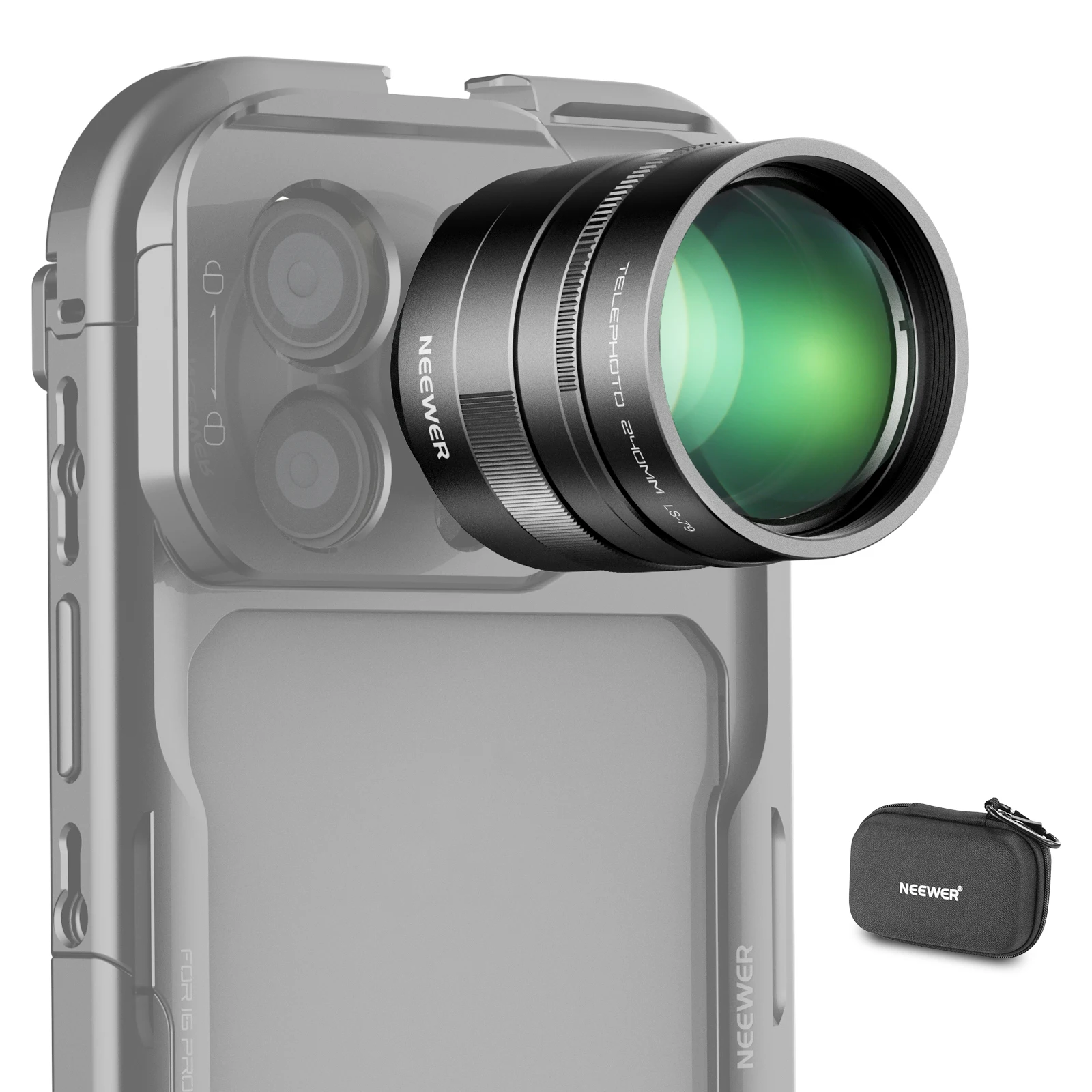 NEEWER 2X Konverter für Telefonkamera, Teleobjektiv, 240 mm Telekonverter für NEEWER Telefonkäfig iPhone Android Samsung Xiaomi – Detail 1
